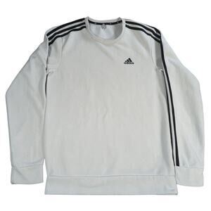 Adidas Sweatshirt Mens Small White Black 3 Stripe Crewneck Primegreen Pullover